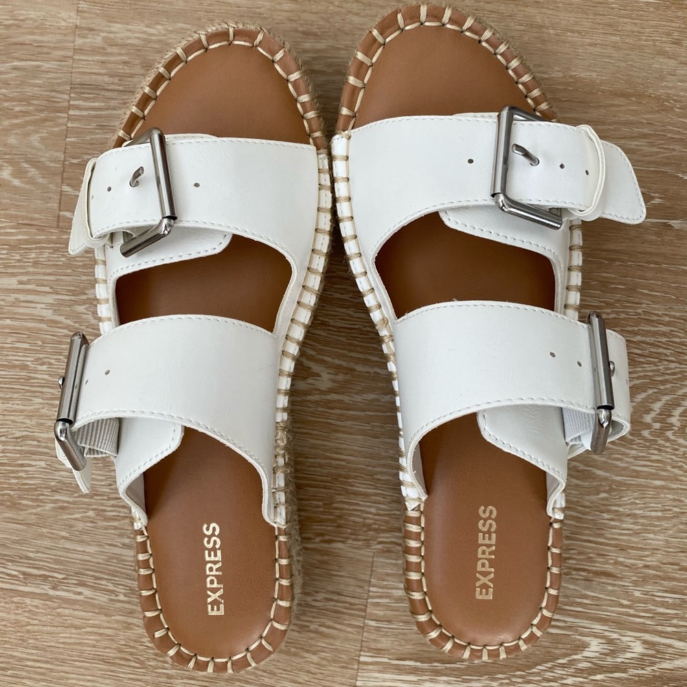 Express white platform espadrilles size 8 NWOT